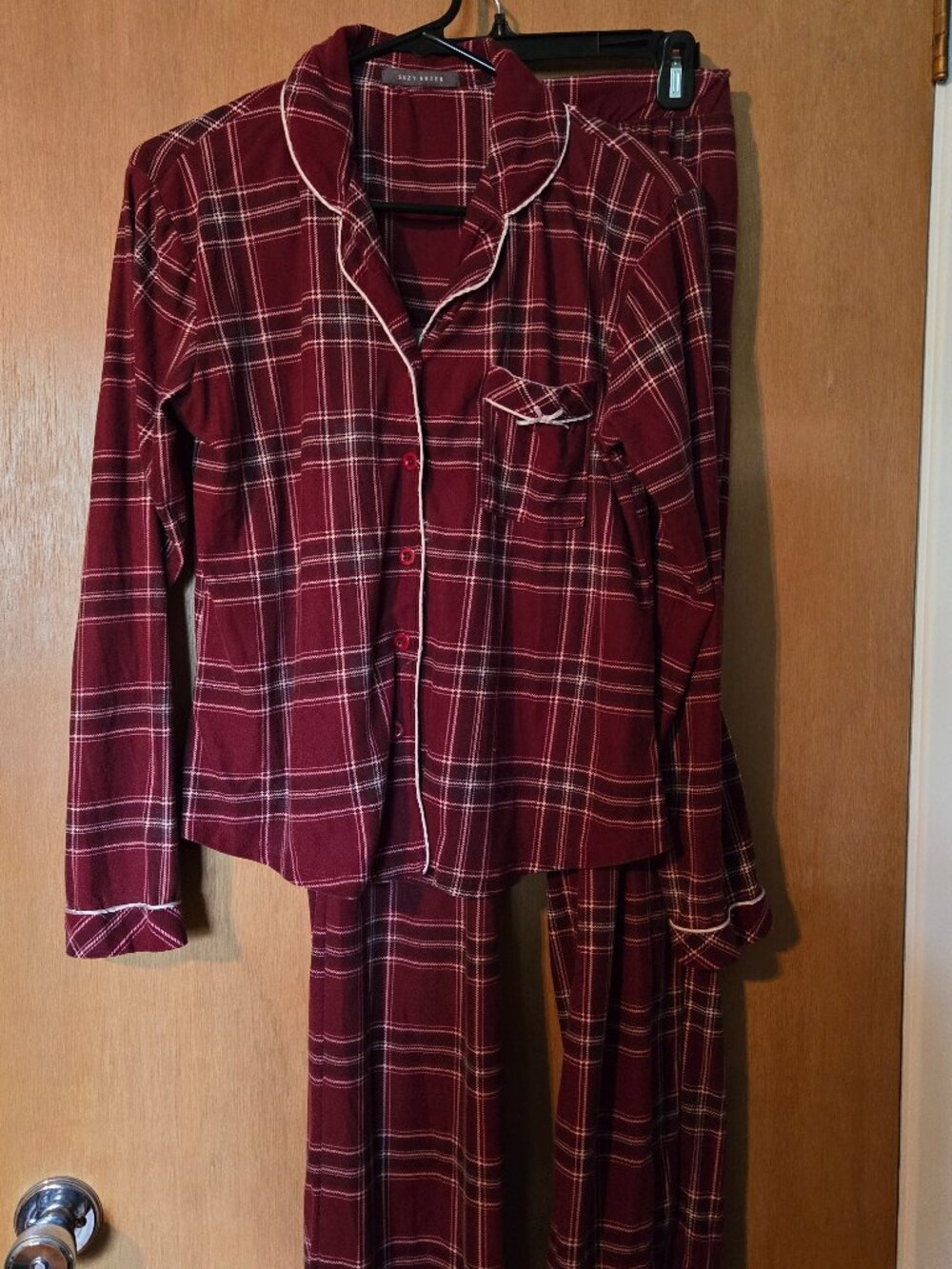 Suzy Shier Burgundy Plaid Pajama Set Size S Pajamas